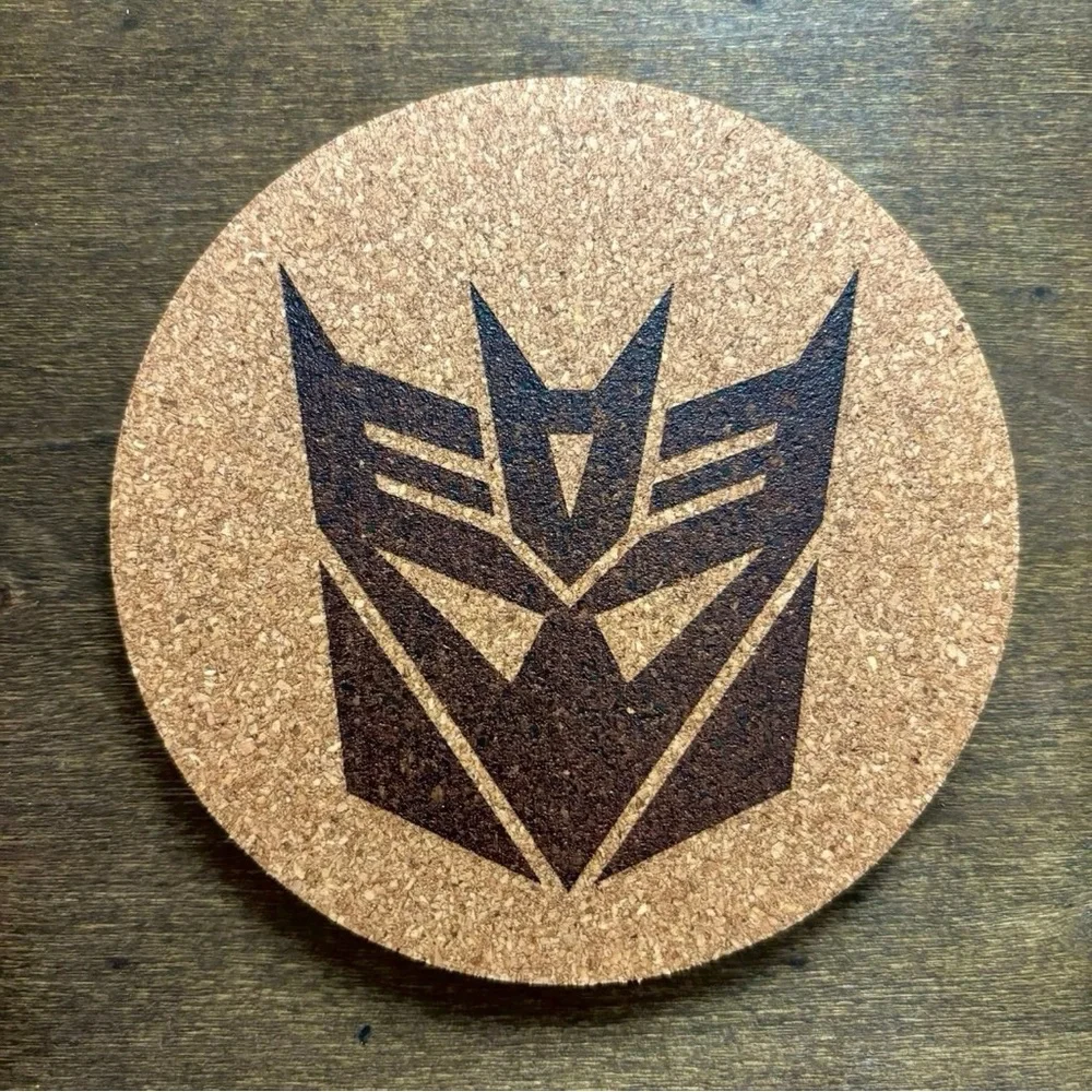 Transformers 2 Autobot & 2 Decepticon Laser Engraved Cork Coasters